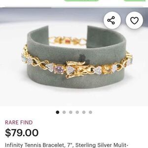 18K Yellow Gold-Plated .925 Sterling Silver Multicolor Tennis Bracelet